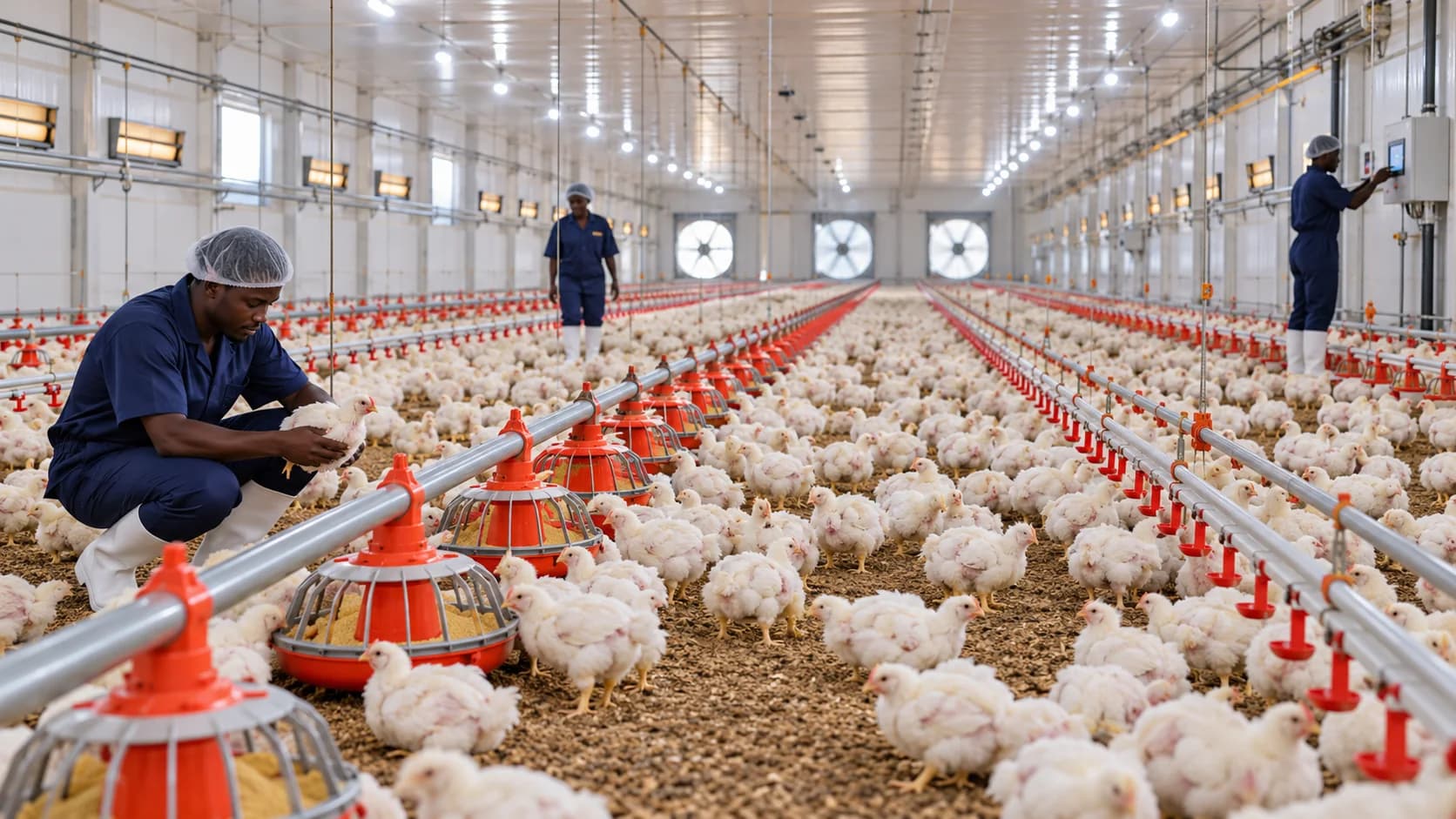 Modern broiler poultry farming — conceptual illustration