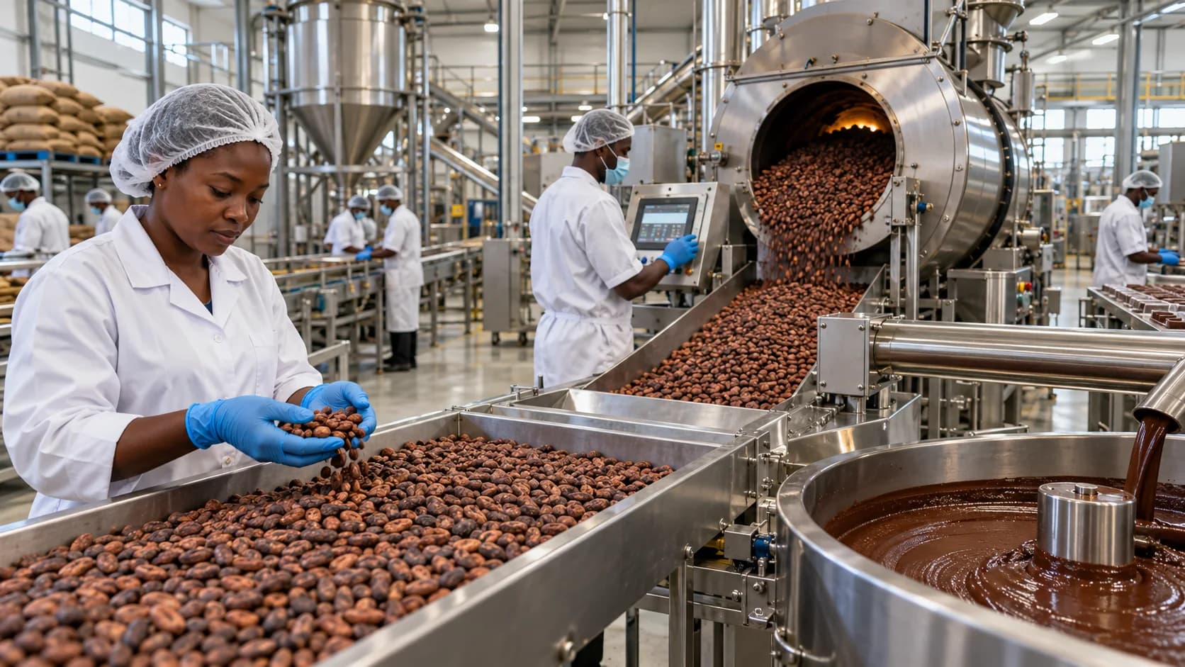 Illustration conceptuelle de la transformation du cacao envisagée sur le site de Mbandjock